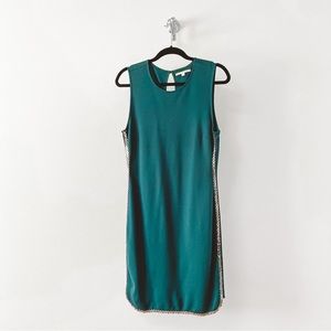 Gianni Bini Holiday Chic Gold Plated Detail‎ Sleeveless Mini Dress Green Medium